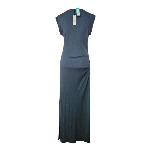 Michael Stars Calliope Extended Sleeve Maxi Dress Pebble Blue Ribbed Knit Size M - Picture 2 of 8